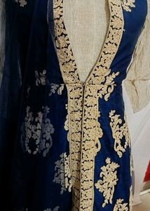 Beautiful Sober Gown With ShinyThread Work Shrug