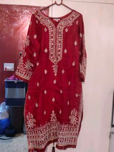 Kerelaite Red Embroidered Kurti