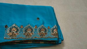 Elegant 🩵 Saree with Embroidery