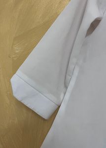 White 3/4 Sleeve Button-Down