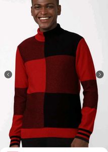 Stylish Red & Black Turtleneck