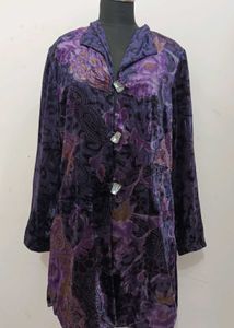 Purple Floral Velvet Coat