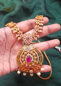Pure AD Stone Necklace Pink Green White Ston