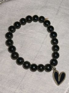 Black Beaded Heart Bracelet