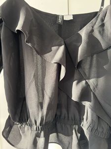 H&amp;M Black Ruffle Top