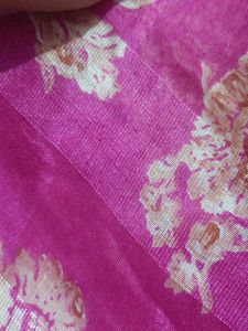 Pink Floral Print Saree