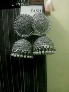Silver Jhumka Earrings