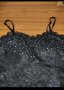 Black Net Top Attached With Lace