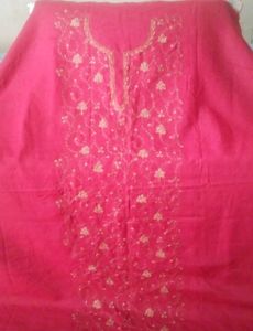 kashmiri embroidery cotton full suit piece (unstit