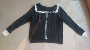 Korean Black & White Sailor Collar Top