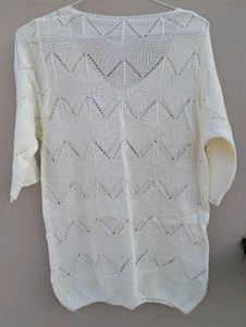 Cream Knit V-Neck Top