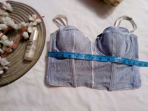 Very Beautiful Aster Denim Bustier Crop Top