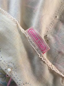 Off White Stole With Bead Work