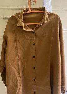 Oversized Brown Button-Up Shirt
