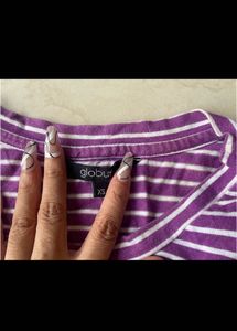 Stripe casual elbow length sleeve top