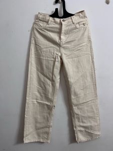 Beige Straight Leg Jeans
