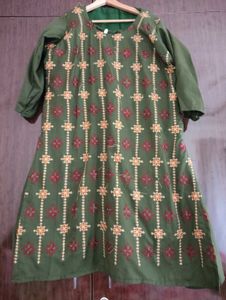 Embroidered Kurta Salwar Set For Women, Green, 46
