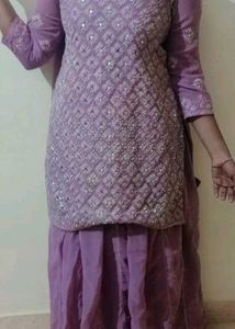 Lavender Embroidered Kurta Set