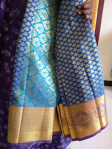 Blue &amp; Gold Kanjivaram Silk Saree