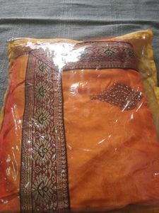 Unused Women Orange Sarree