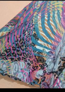 Abstract Print Top with Lace Detail