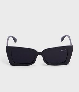 Black Solid Cat Eye Thick Template Sunglasses