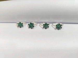 Floral Toe Rings Pure Silver