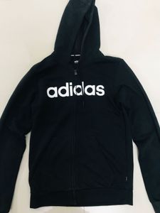 Adidas Black Zip-Up Hoodie original With QR code