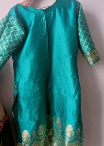 Festive Sea Green Colour Kurti Set
