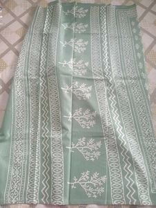 Elegant Green Printed Semi Silk Saree
