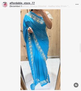 Elegant Blue Embellished Saree