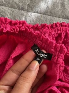 Pink Puff Sleeve Crop Top