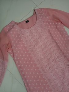 Pink Chikankari Kurta