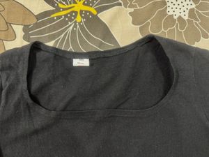 Black Square Neck Top
