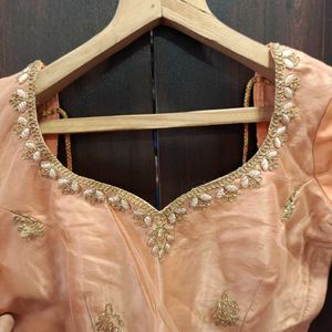 Elegant Peach Embroidered Lehenga Set