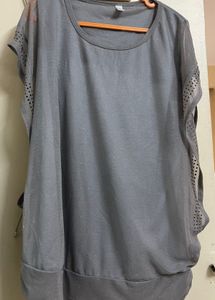 Sleeveless embellished Gray Shimmery Top