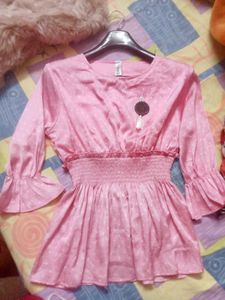 Cute Pink Polka Dot Peplum Top