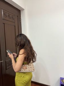 H&amp;M Trendy Green Pattern Mini Dress