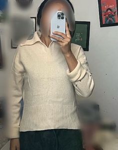Creamy Knit Polo Sweater