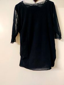 Black Net Top With Stone Work Around The Neck Line