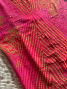 Red Pink Bandhani Saree