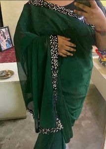 Sequin Green Partywear Saree