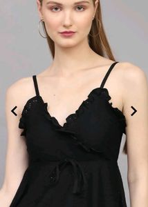 Stylish Black Ruffle Detail Dress 🥵🔥 || night we