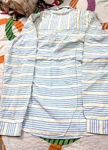 White Shirt  Full Sleeve Cotton  Blue Stripes.