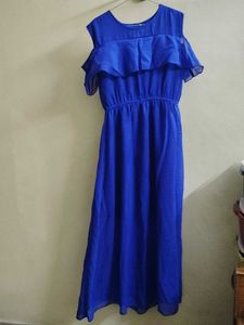 Blue Cold Shoulder Maxi Dress