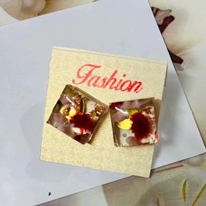Resin Square Earrings 3 Pair Combo