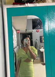 Lime Green Ruched Bodycon Dress