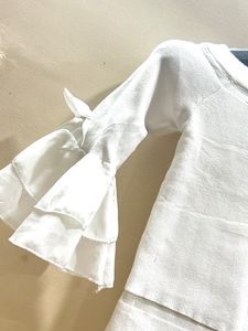White Stylish Sleeve Crop Top