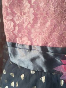 Silver with Pink Girl's Party Wear Gown