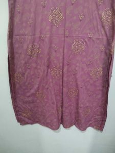 Onion Pink Floral Leaf Print Kurta Pyjama Dupatta